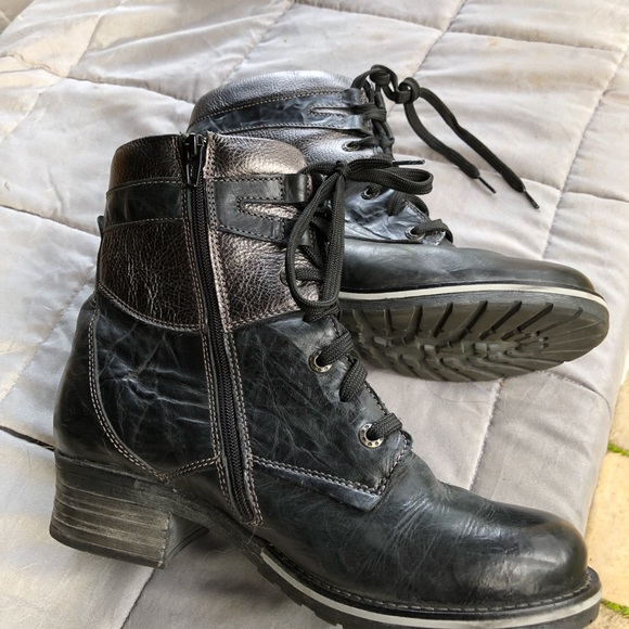 Dromedaris KARA boots black leather combat style - Picture 6 of 8